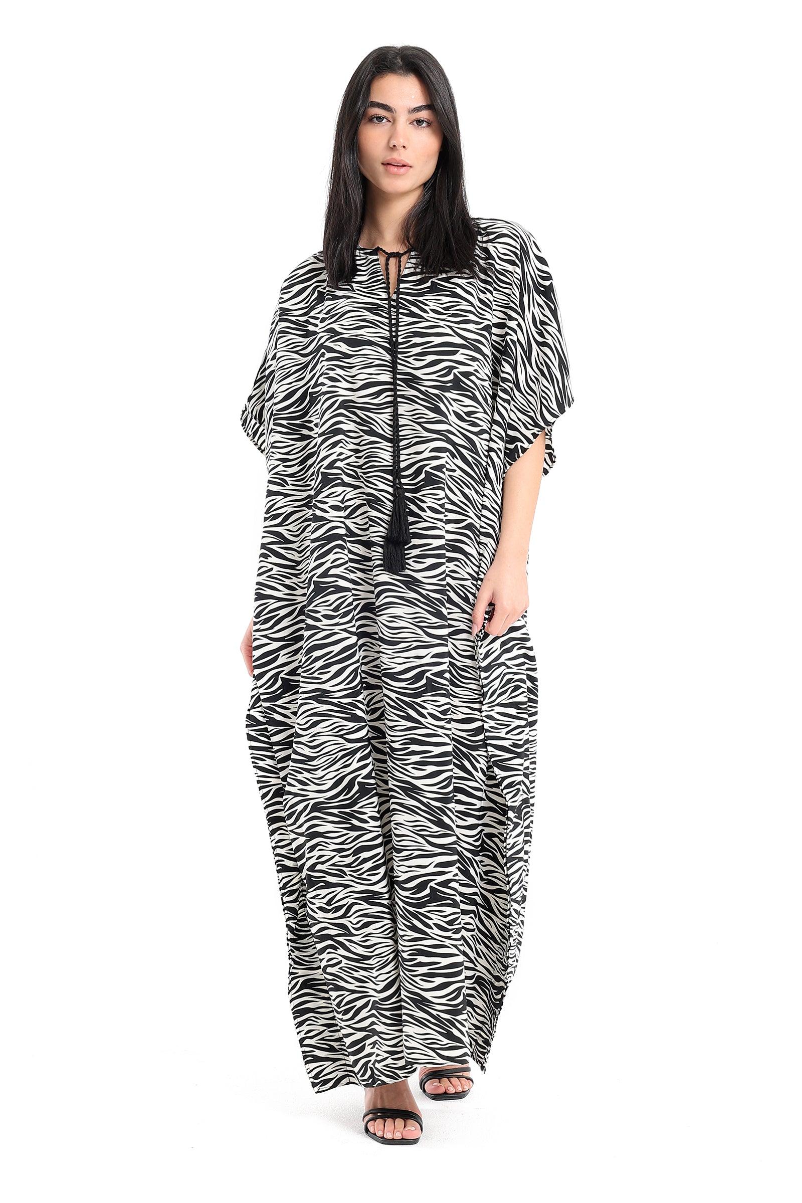 فستان واسع بنقشة الزيبرا