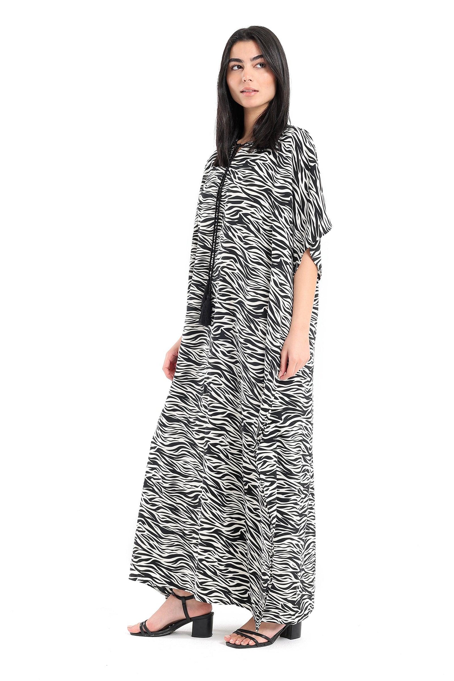 فستان واسع بنقشة الزيبرا