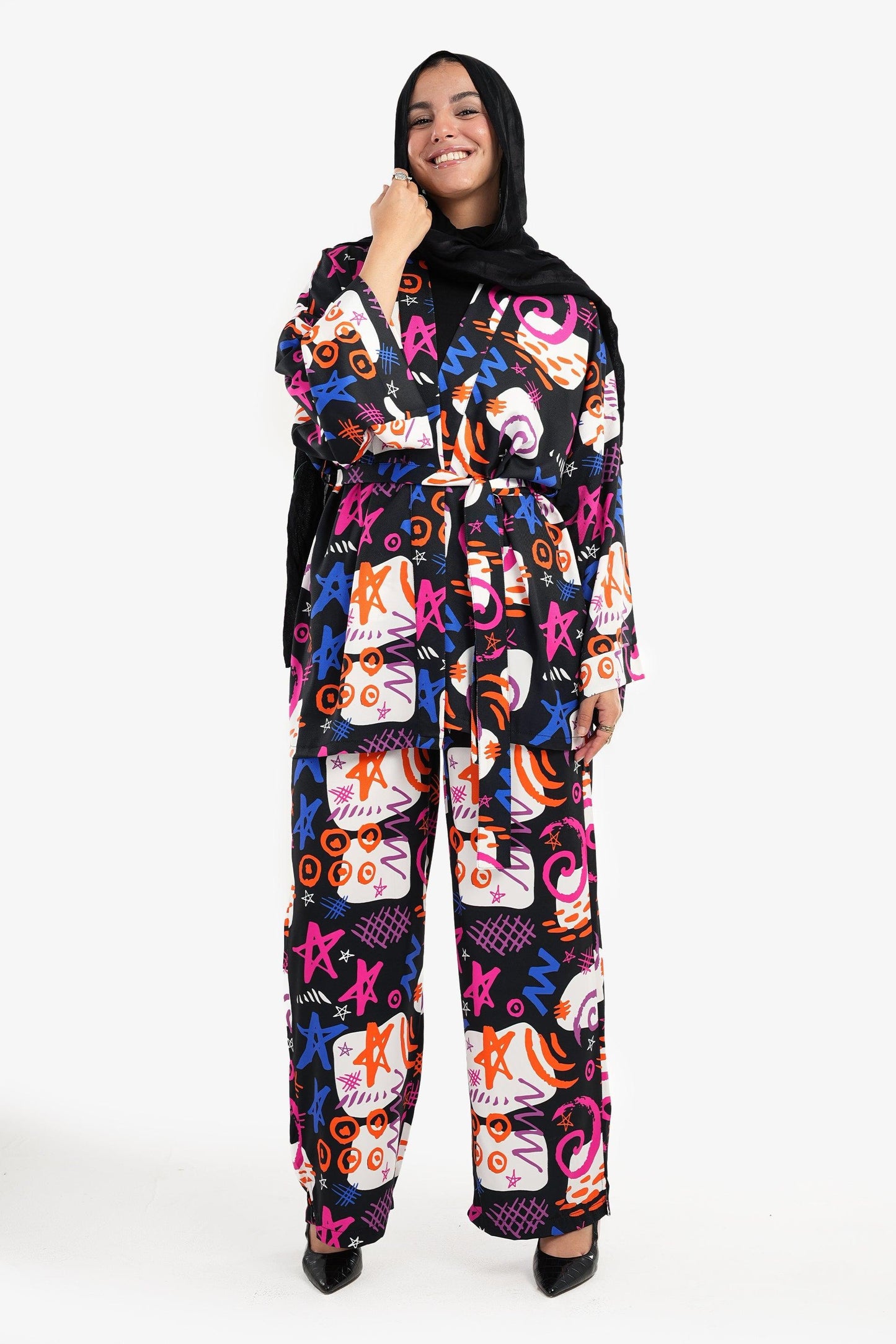 Bell Sleeves Printed Kimono