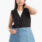 Crepe & Denim Sleeveless Vest