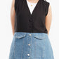 Crepe & Denim Sleeveless Vest