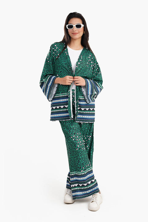 Green All Over Print Kimono