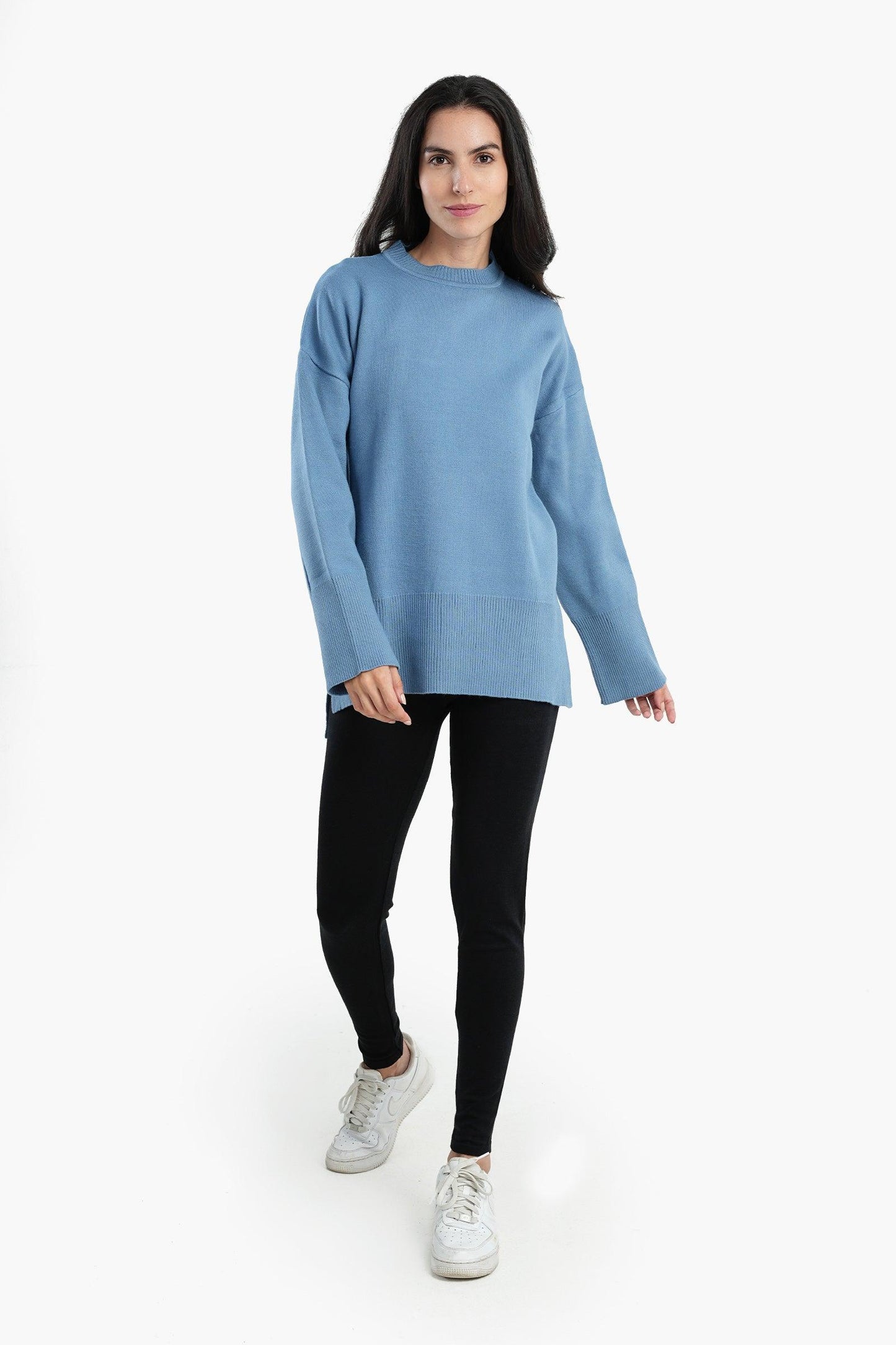 Pullover with Wide Ribbed Hem