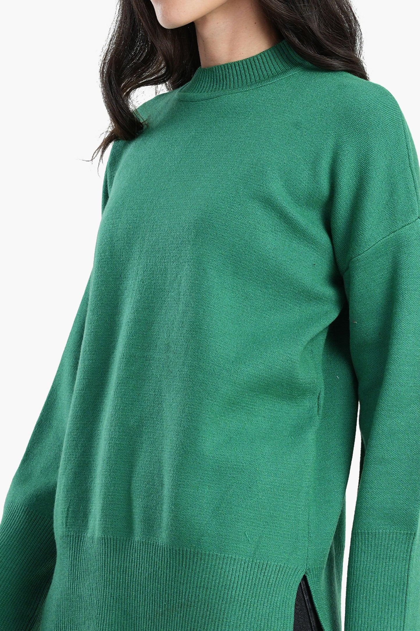 Pullover with Wide Ribbed Hem