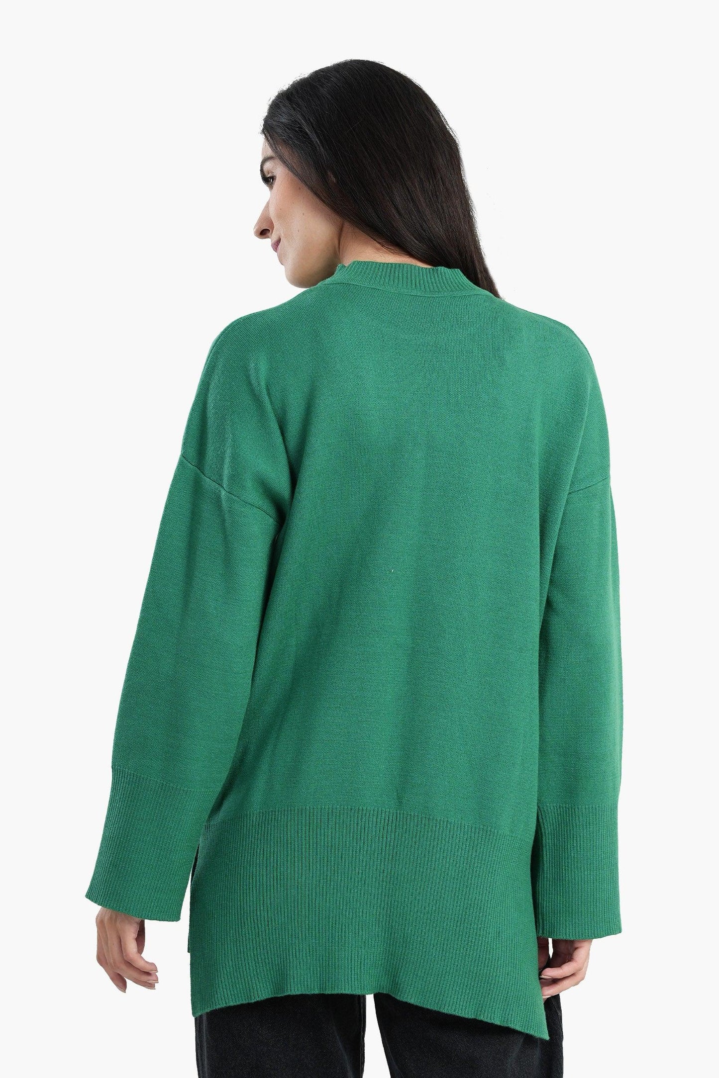 Pullover with Wide Ribbed Hem