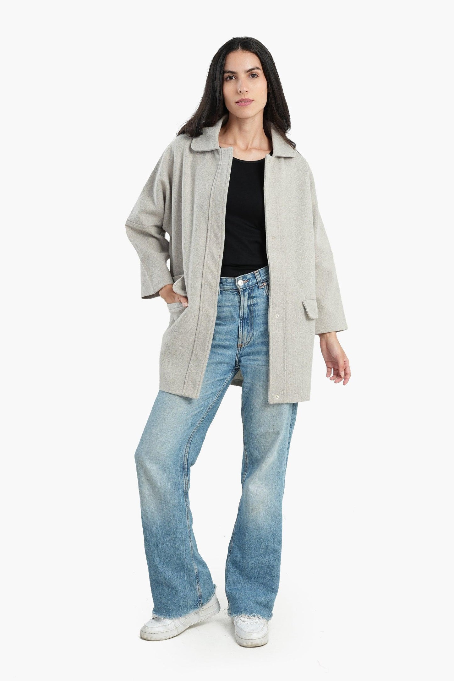 Wool Blend Collared Coat