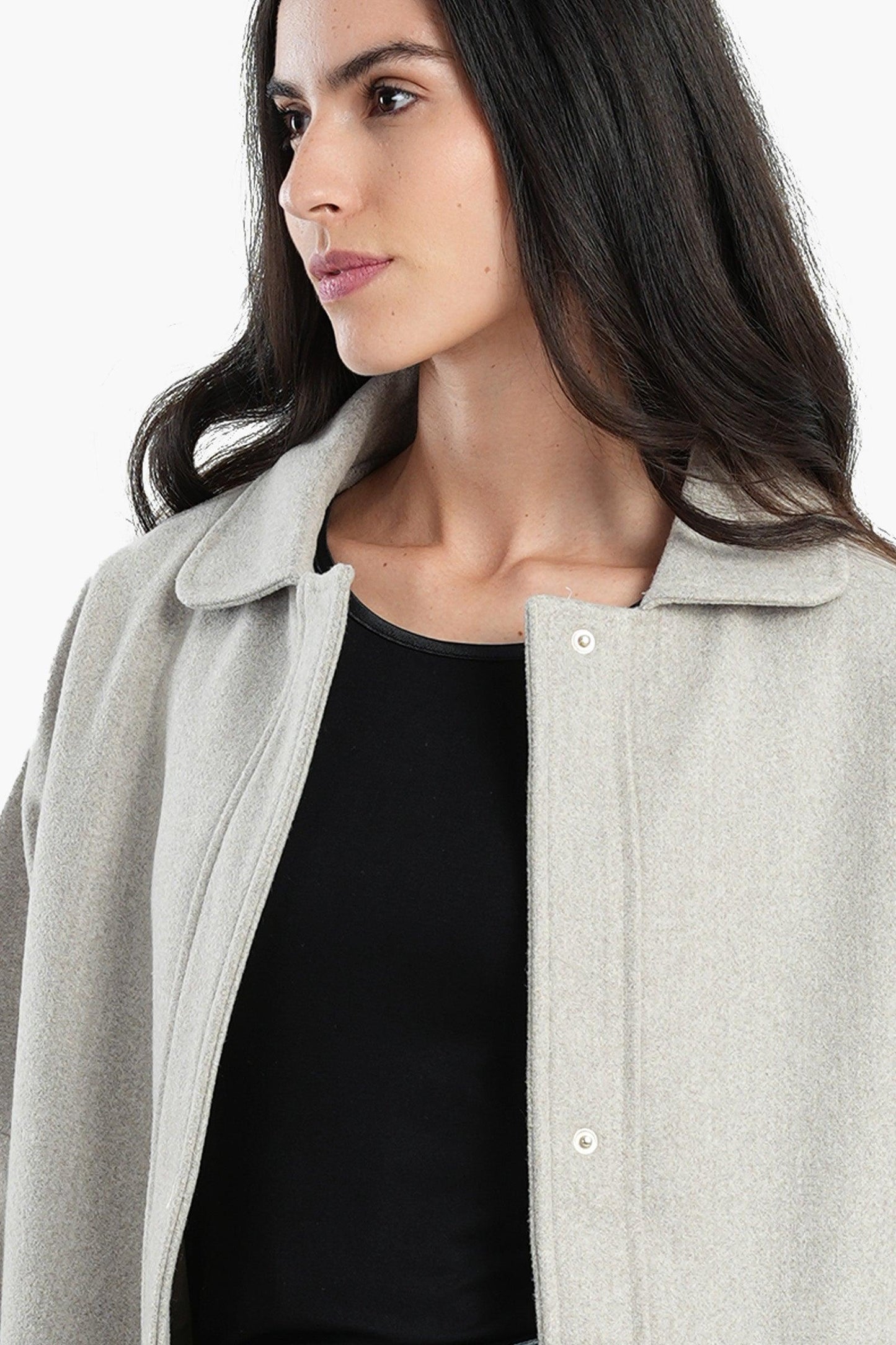 Wool Blend Collared Coat
