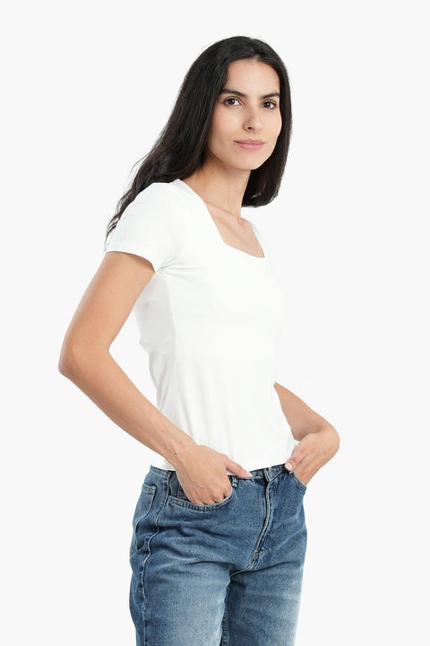 Cotton Square Neck Top