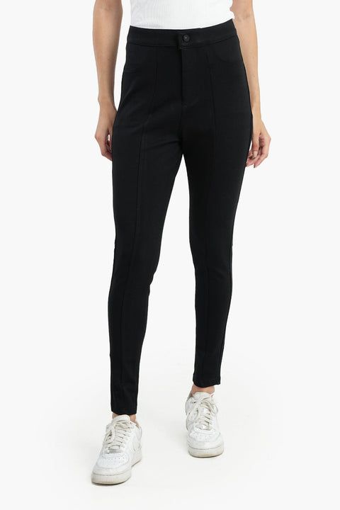 Cotton Blend Black Leggings