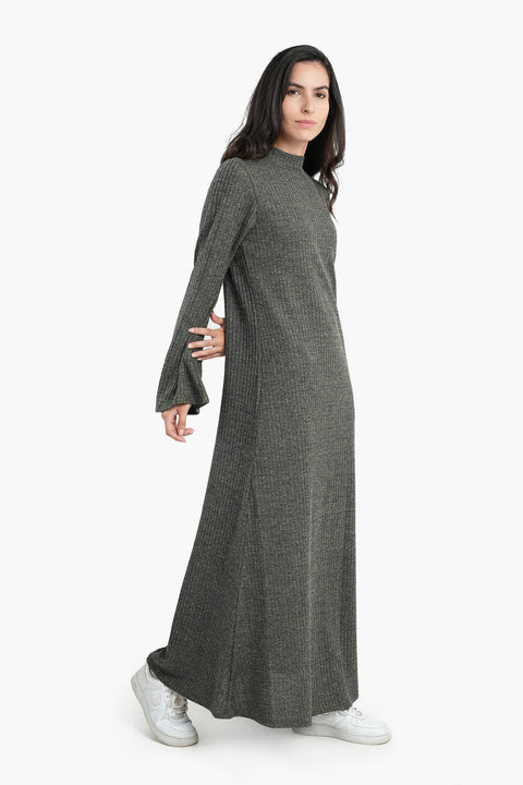 Dress with Long Flared Sleeves