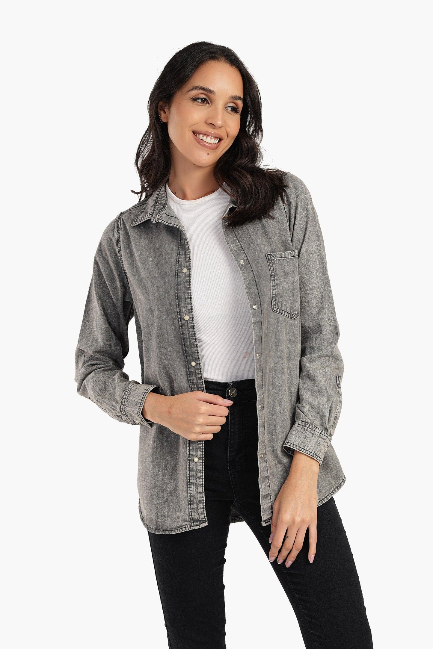 قميص جينز بكباسين