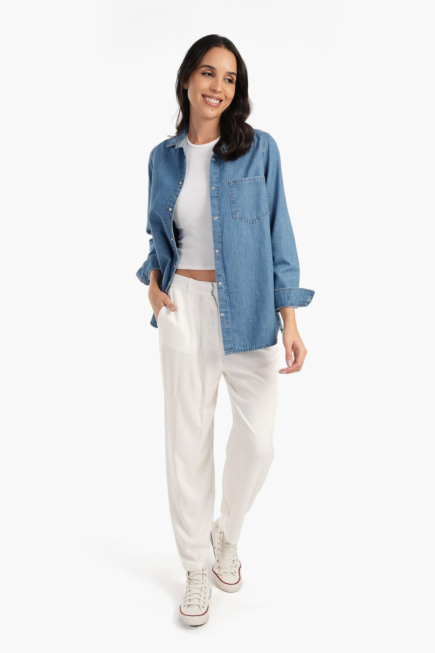 قميص جينز بكباسين