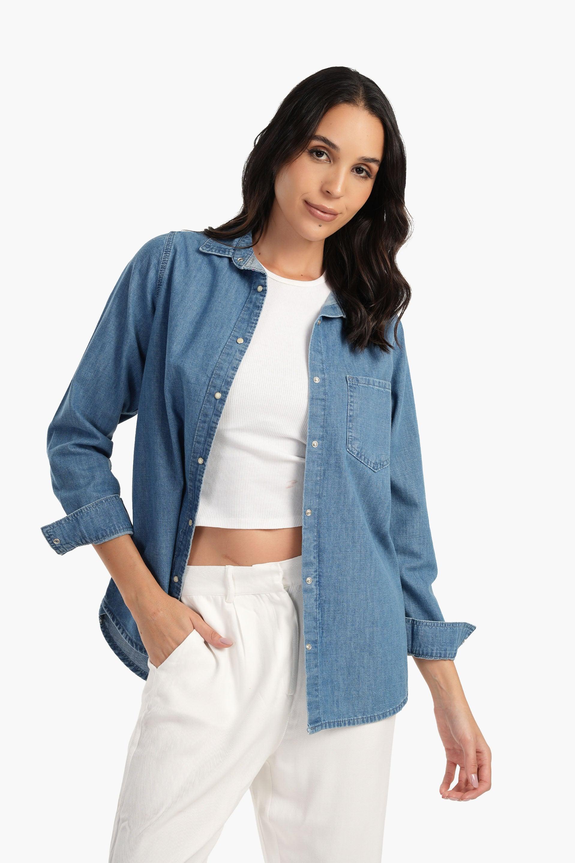 قميص جينز بكباسين