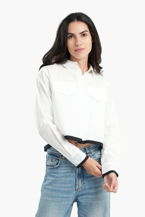 Cropped Shirt with Flap Pockets