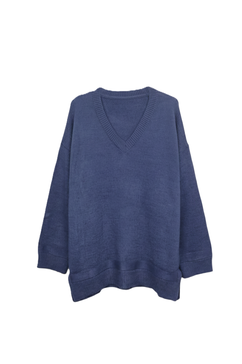 Ribbed V-Neck Pullover