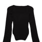 Ribbed Heart Neck Pullover