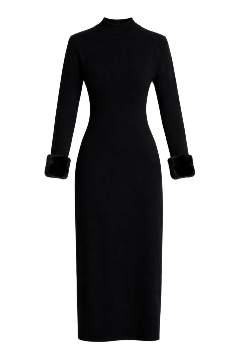 Midi Fur Cuff Dress