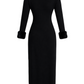 Midi Fur Cuff Dress