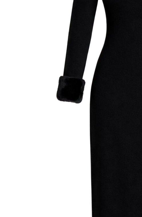 Midi Fur Cuff Dress