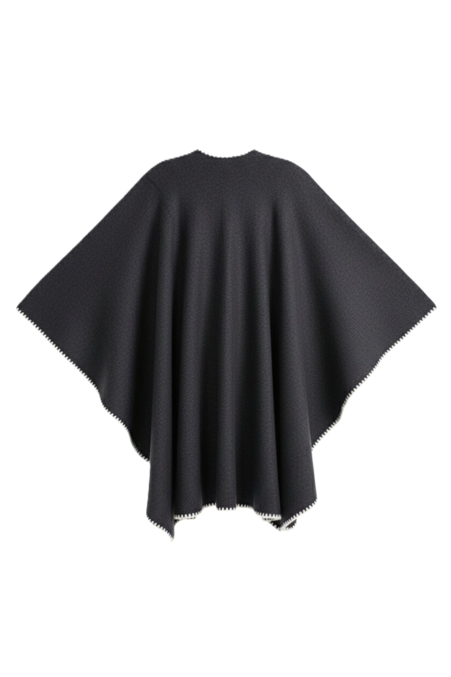 Relaxed Poncho with Zigzag Trim