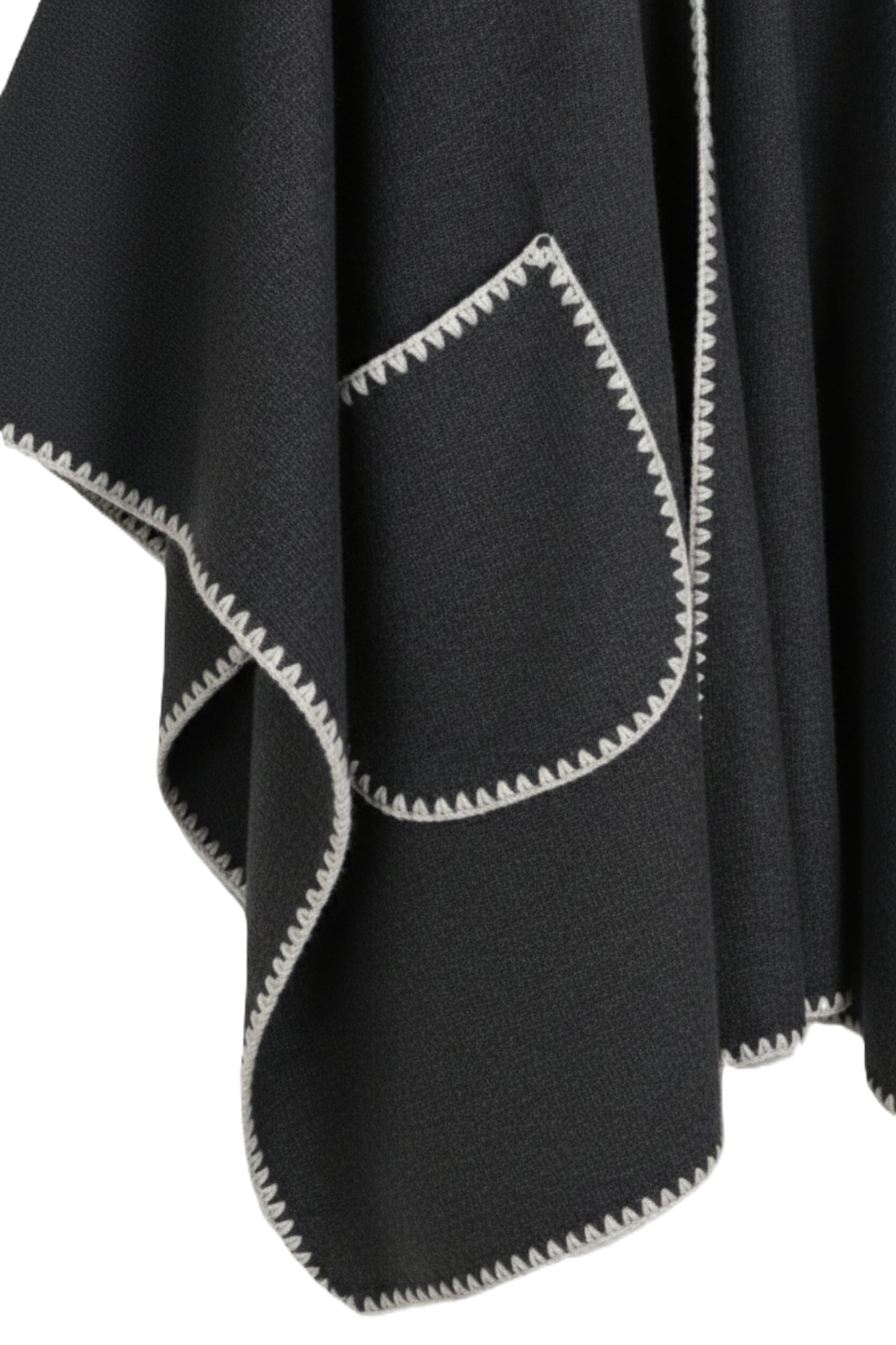 Relaxed Poncho with Zigzag Trim