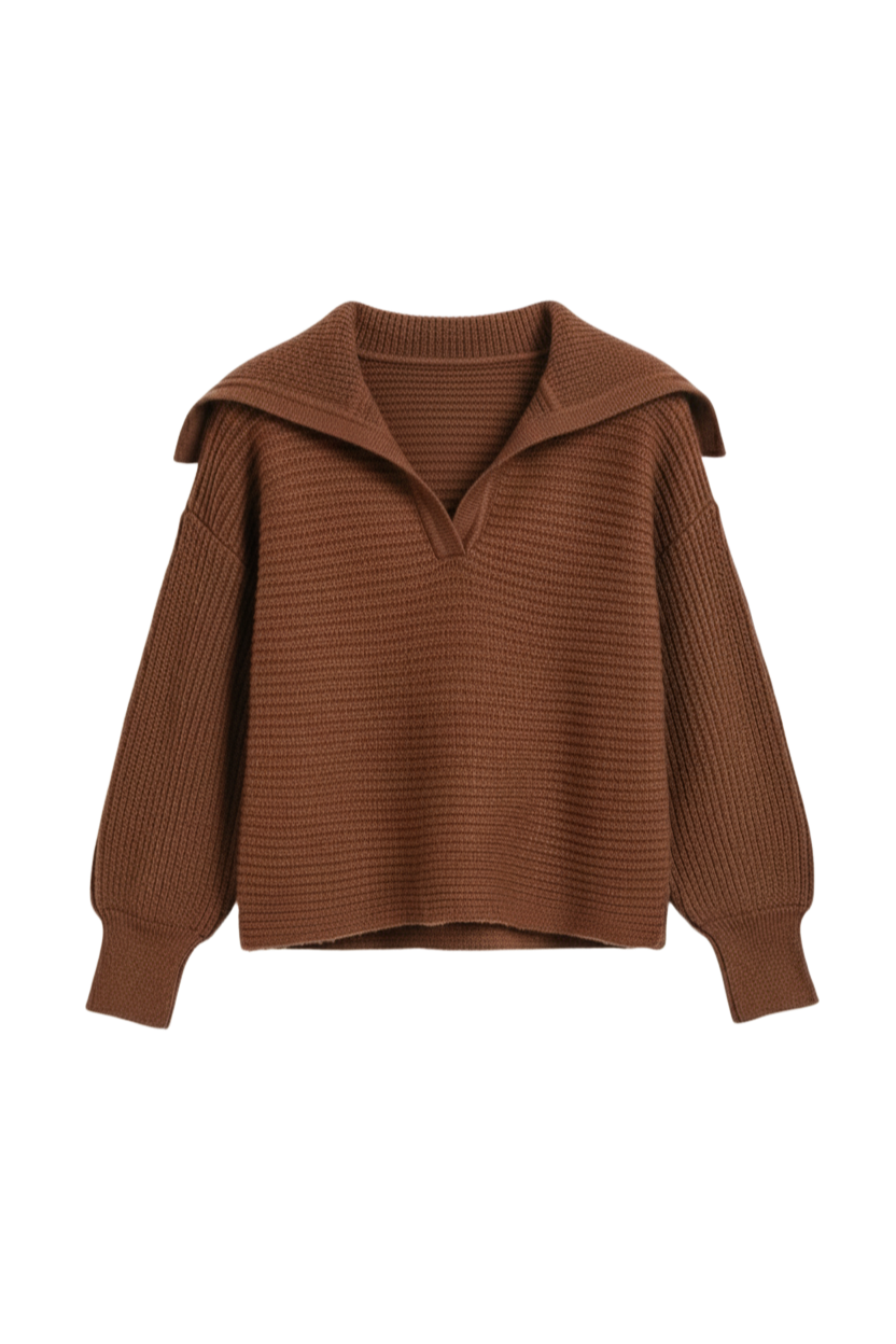 Puff-Sleeve Ribbed Pullover