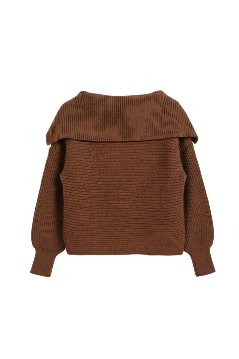 Puff-Sleeve Ribbed Pullover