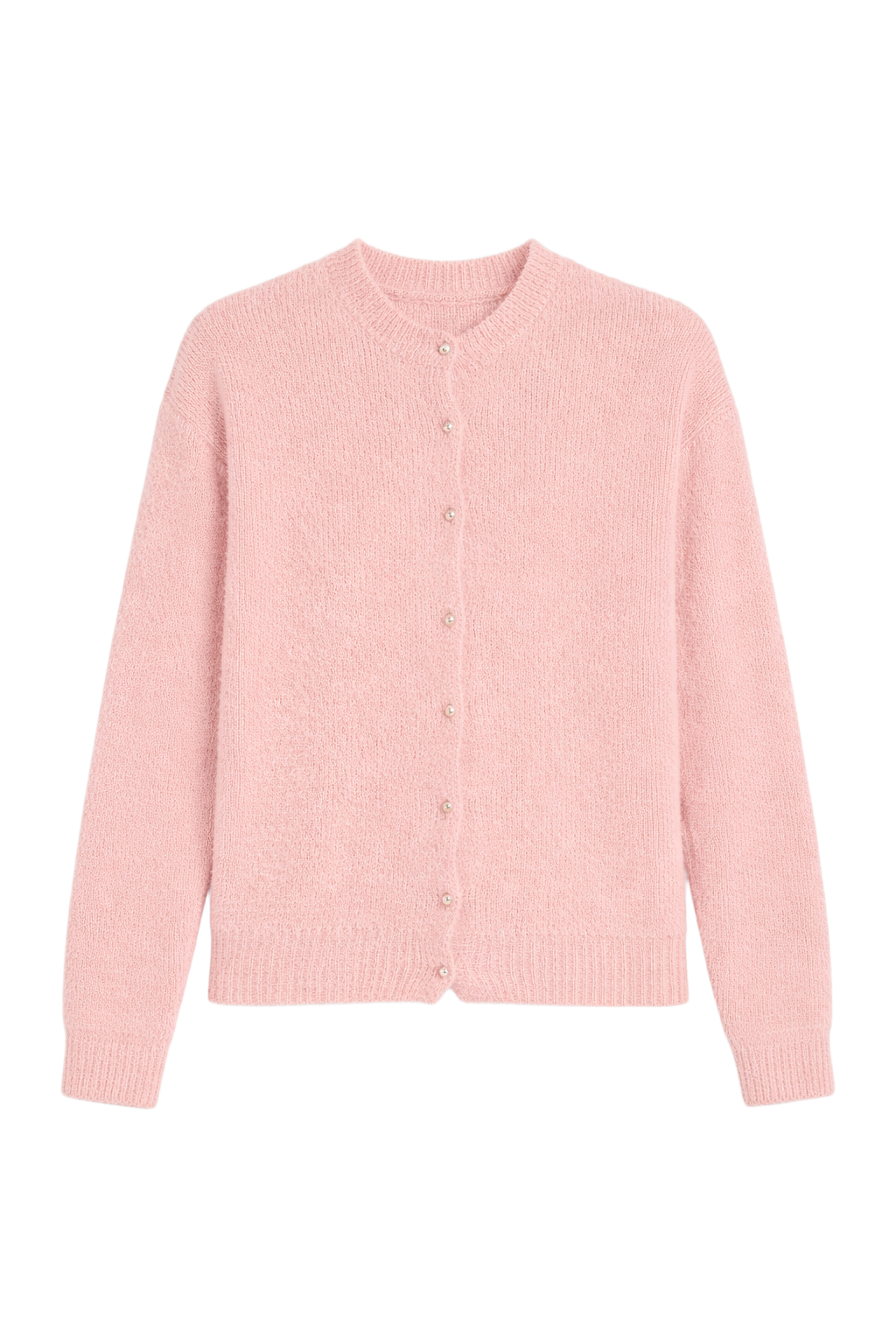 Crew-Neck Buttoned Cardigan