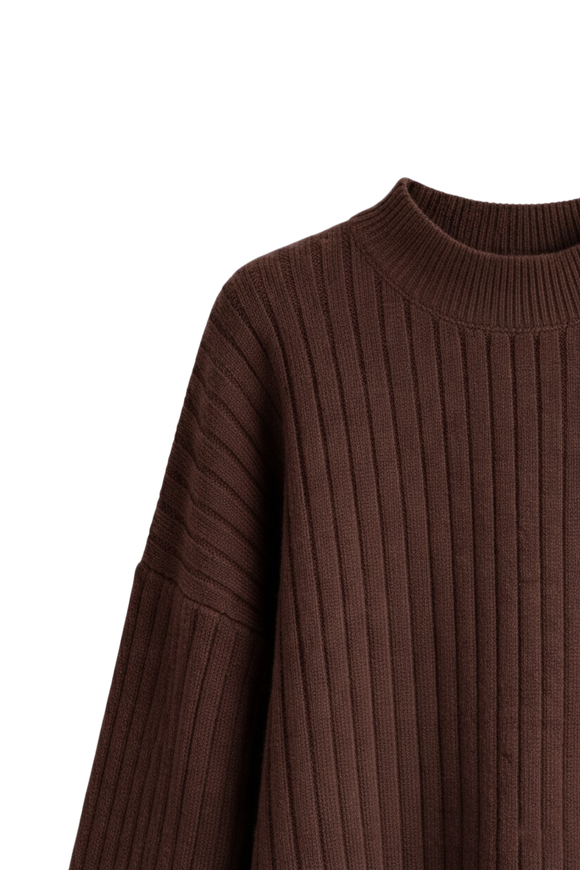 Mock Neck Ribbed Pullover