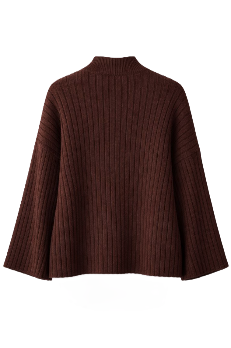 Mock Neck Ribbed Pullover