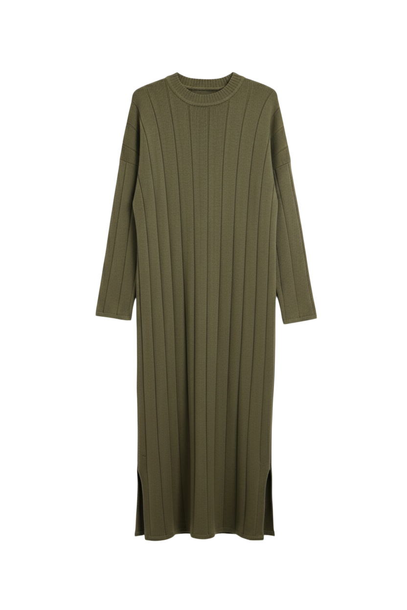 Crew Neck Ribbed Dress