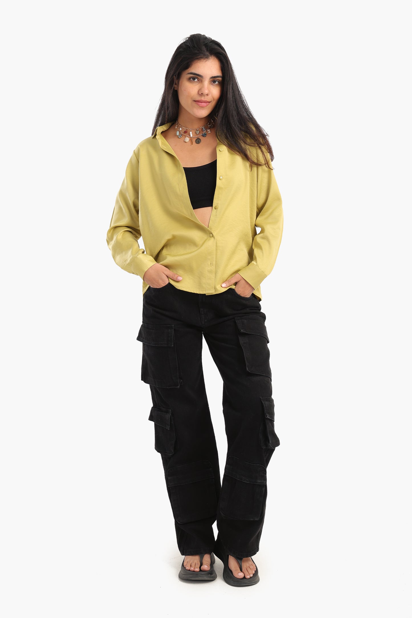 بنطلون جينز كارجو أسود