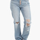 Ripped Straight Cut Jeans