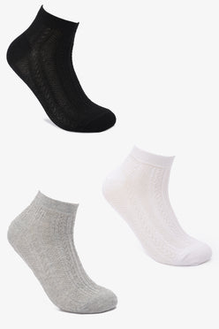 Textured Cotton Socks - 3 Pairs