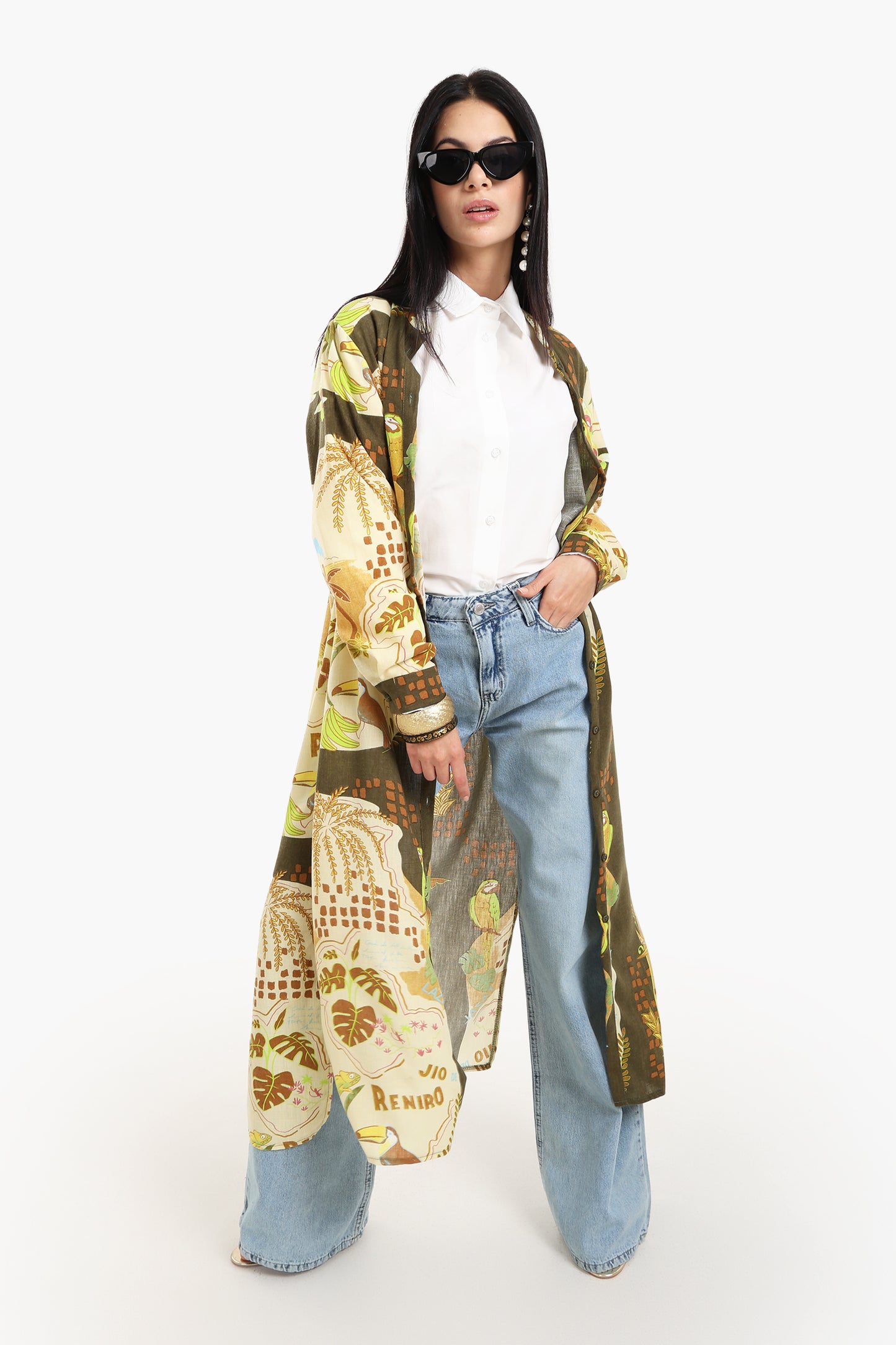 فستان بتصميم قميص بياقة ماندرين 