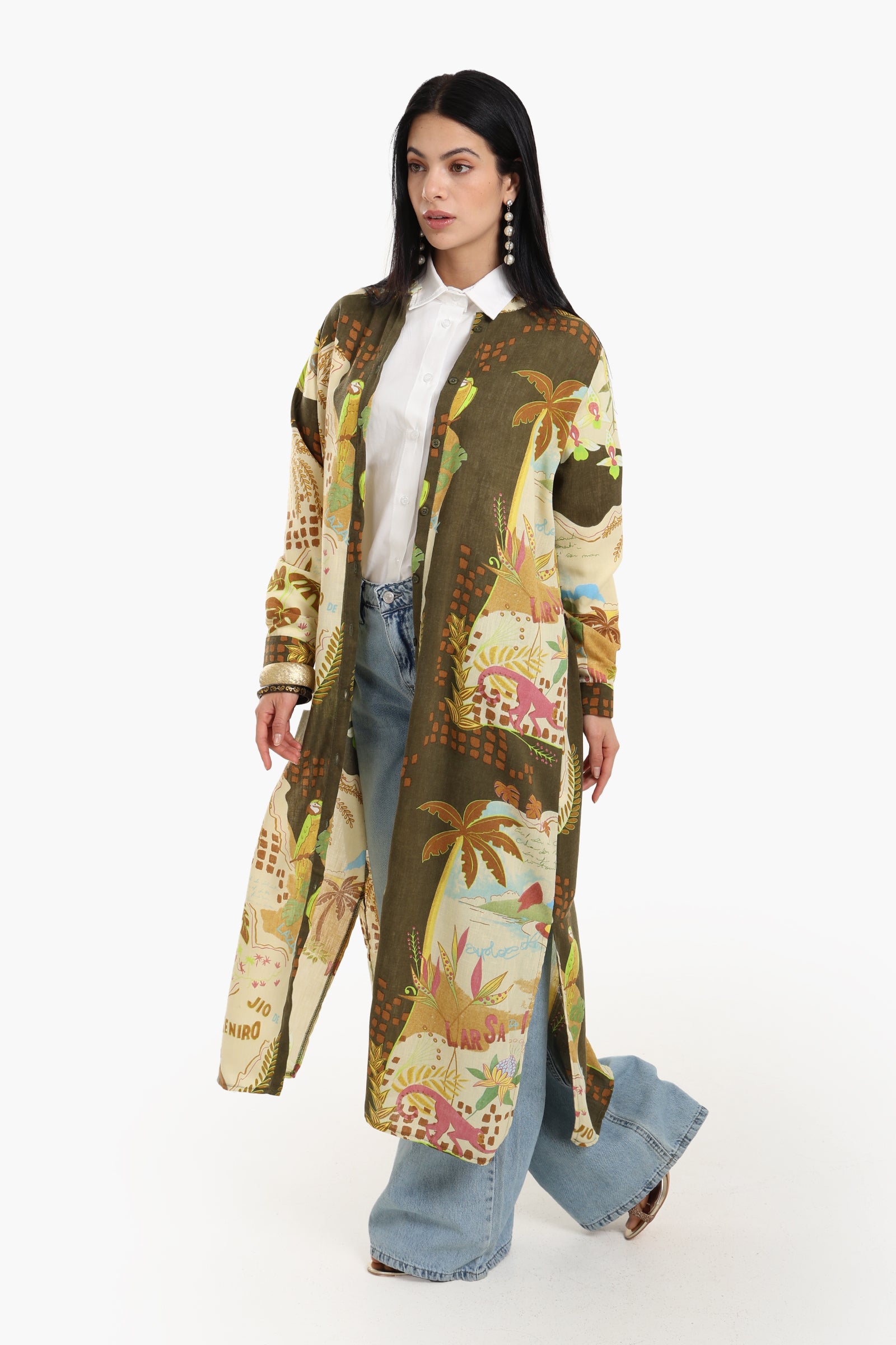 فستان بتصميم قميص بياقة ماندرين 