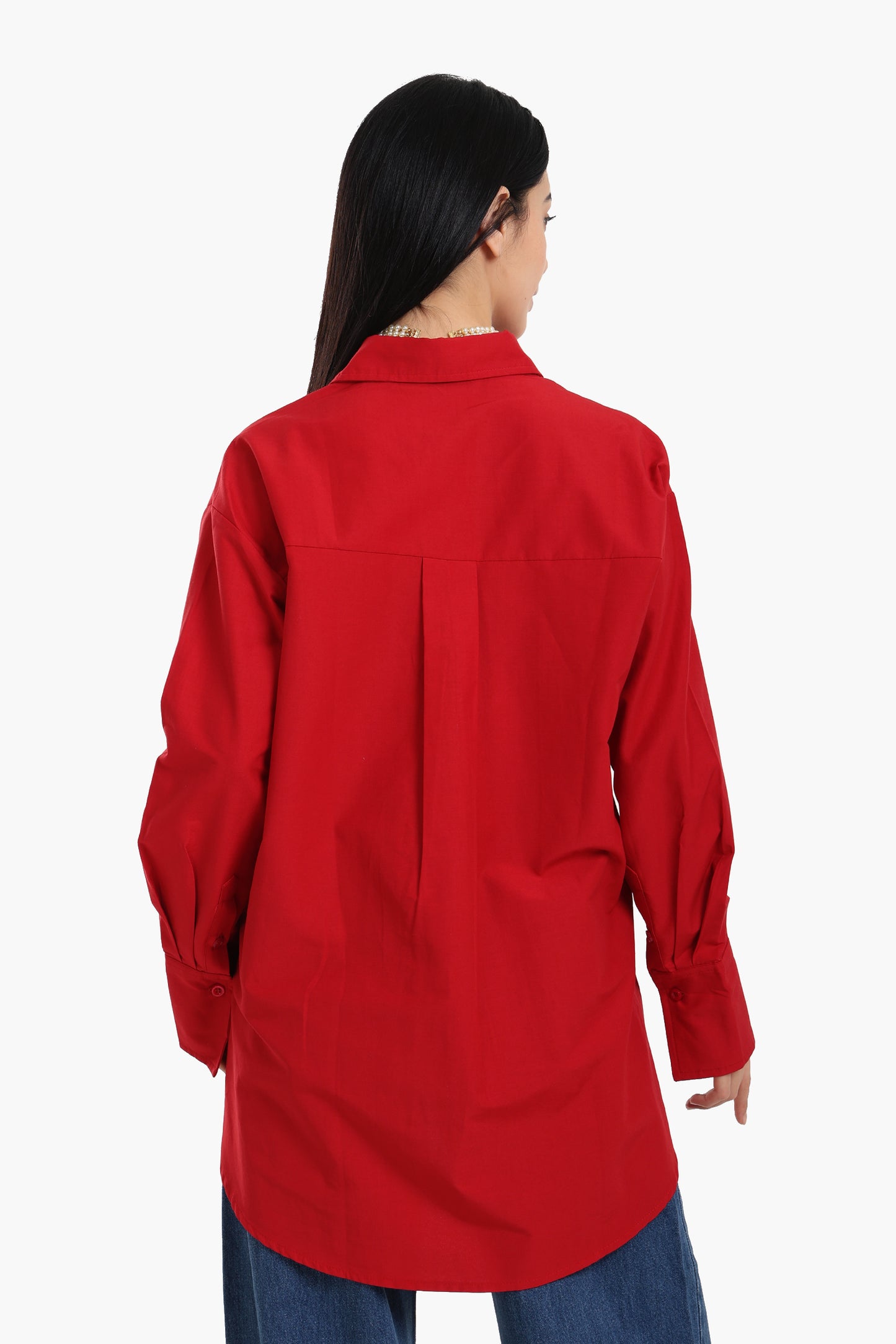 قميص فيسكوز مريح غير متماثل الطول