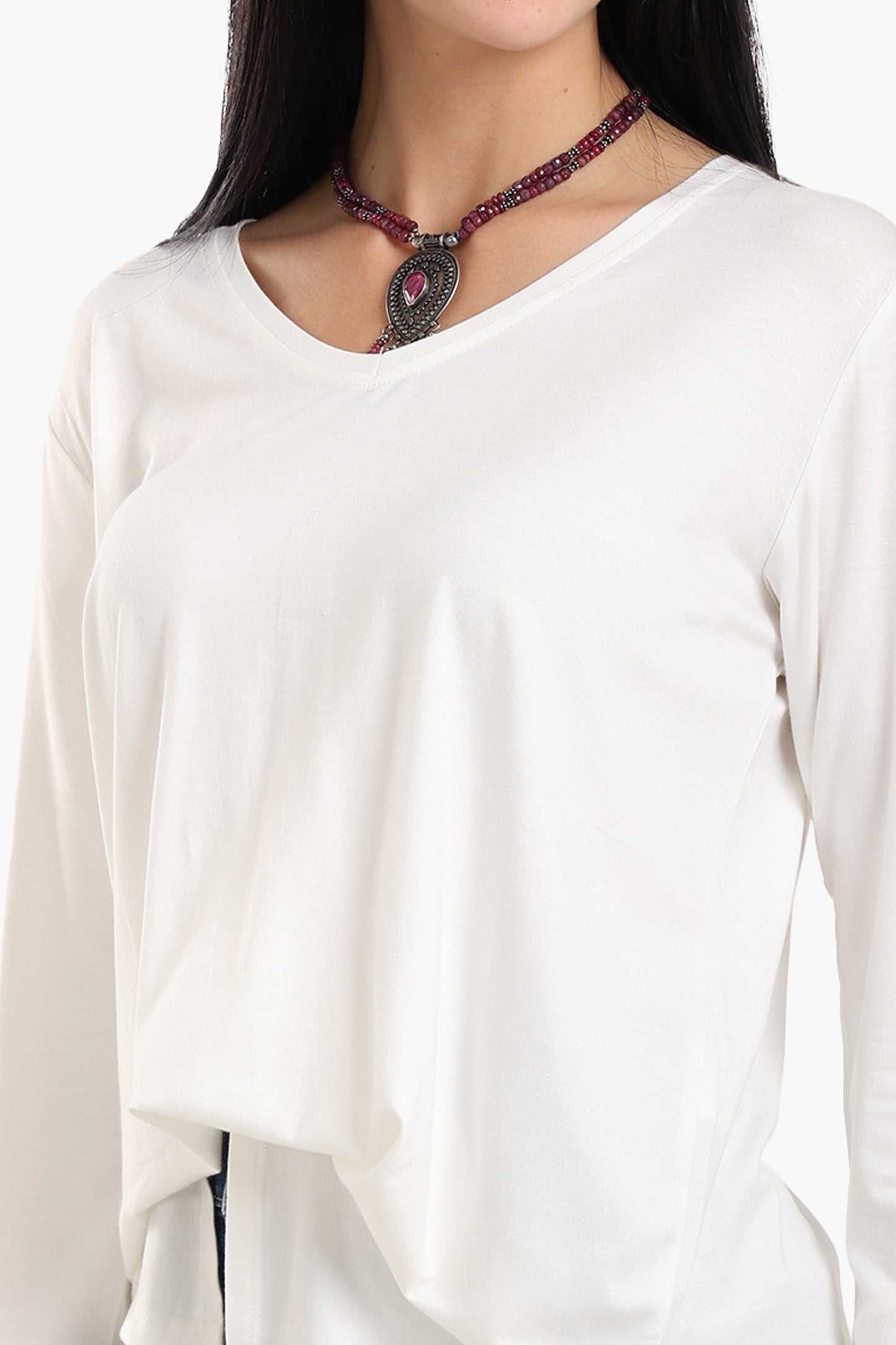 بلوزة فيسكوز بأكمام طويلة