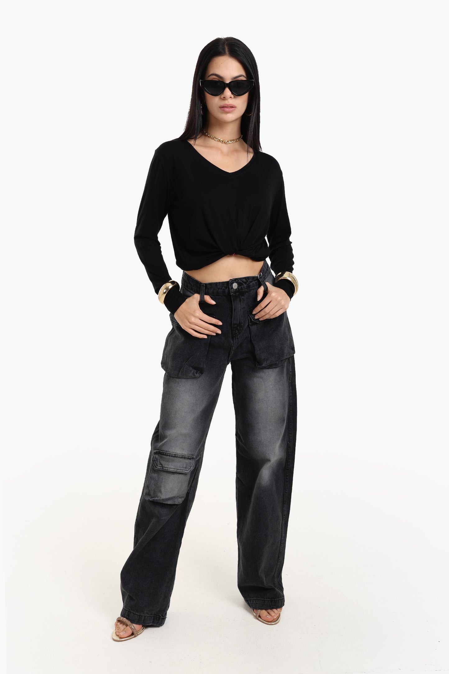 بلوزة فيسكوز بأكمام طويلة