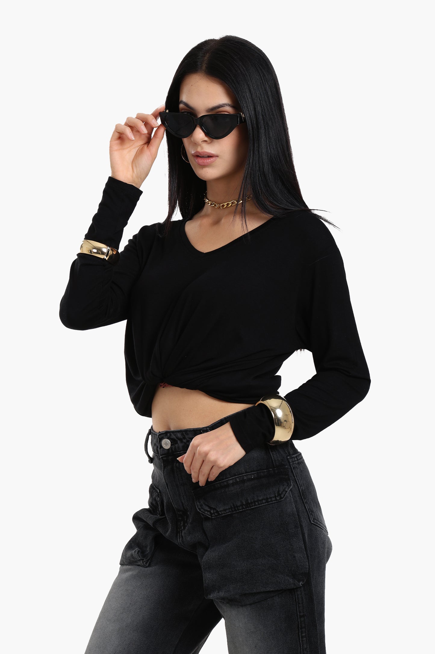 بلوزة فيسكوز بأكمام طويلة