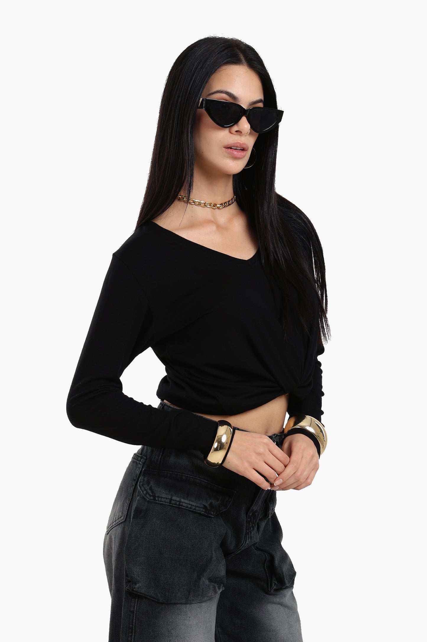 بلوزة فيسكوز بأكمام طويلة