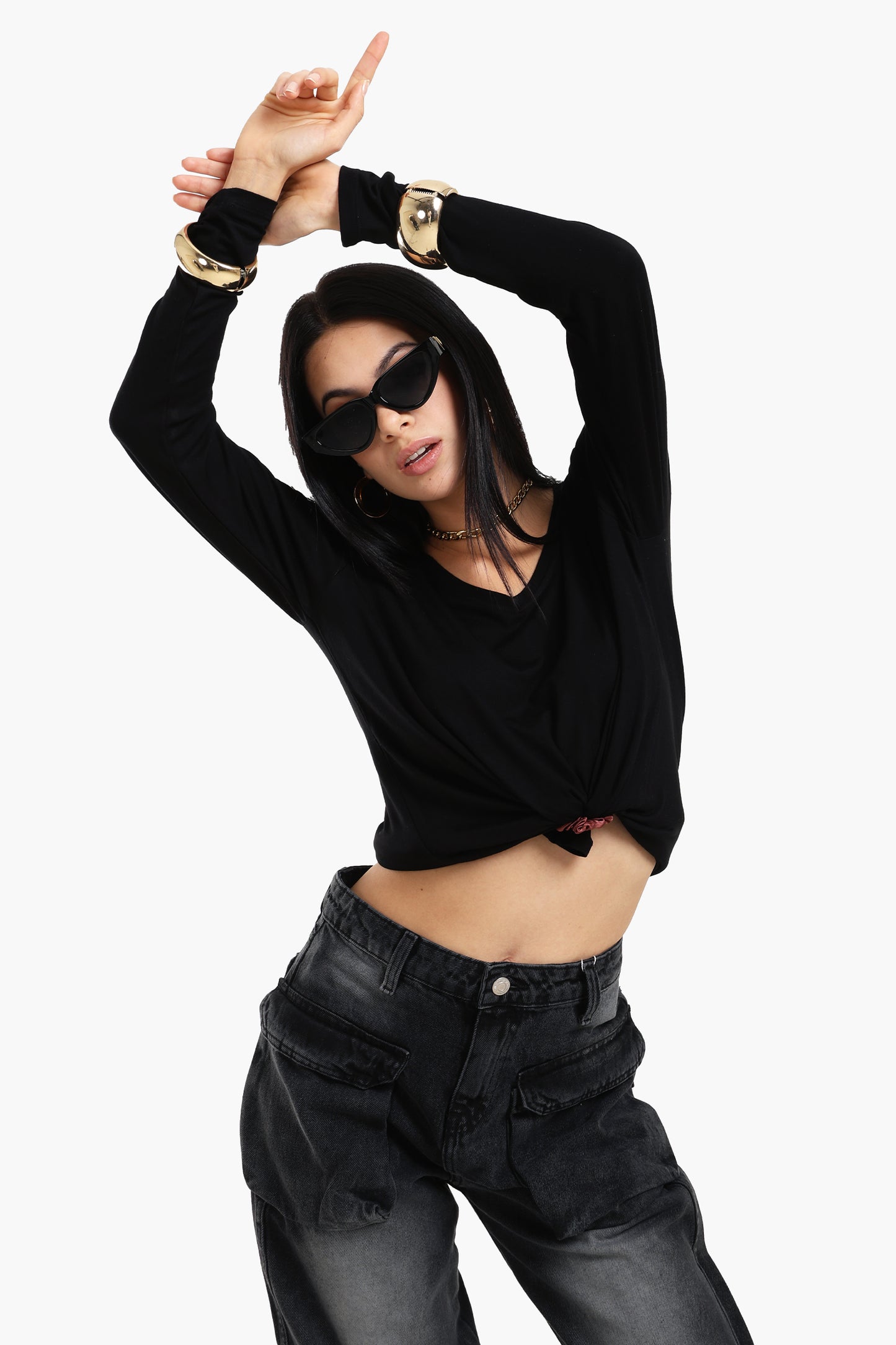 بلوزة فيسكوز بأكمام طويلة