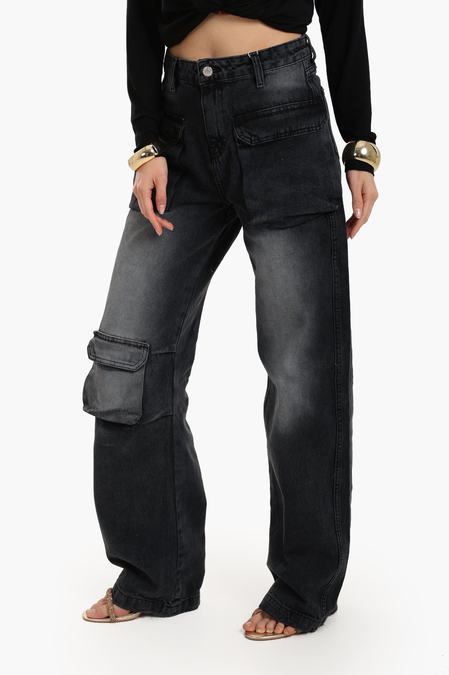 بنطلون جينز رمادي غامق 