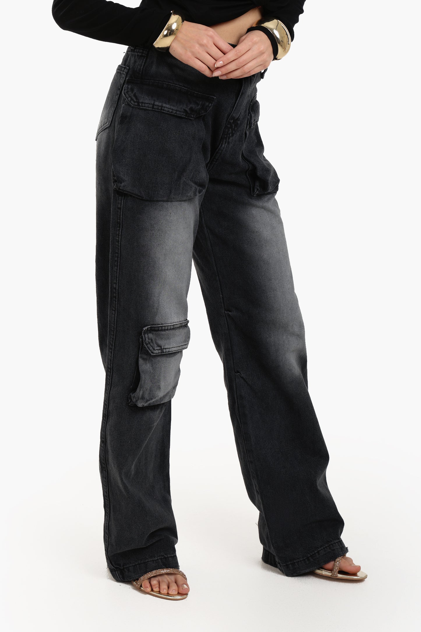 بنطلون جينز رمادي غامق 