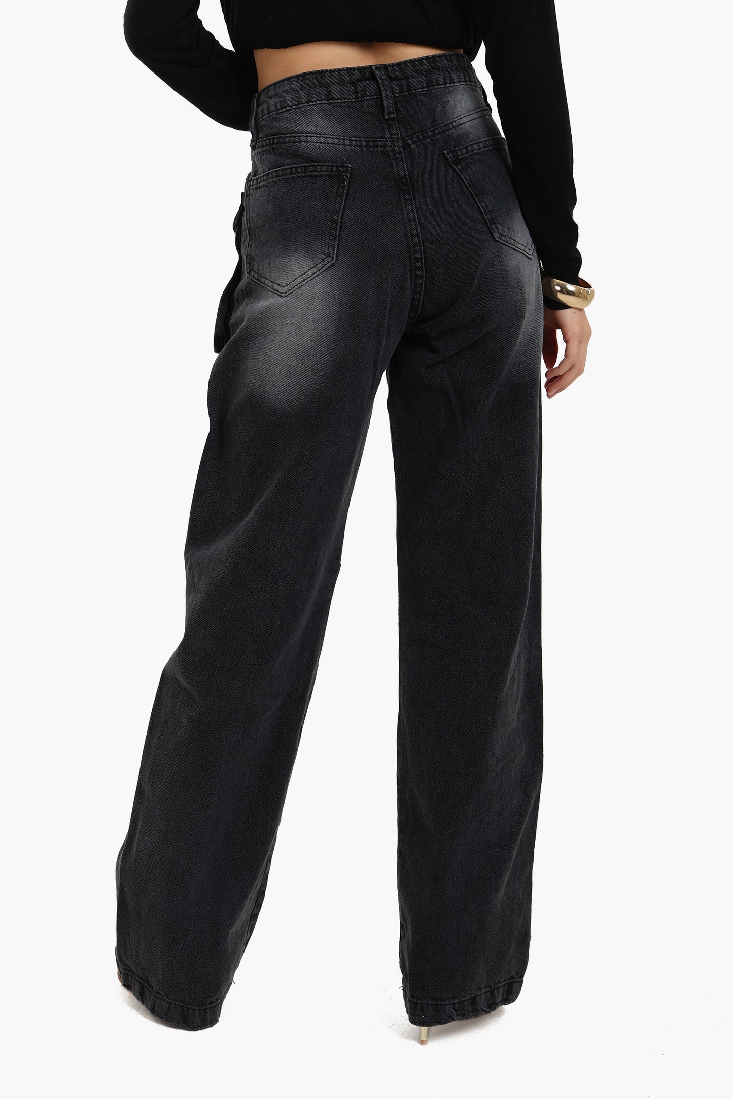 بنطلون جينز رمادي غامق 