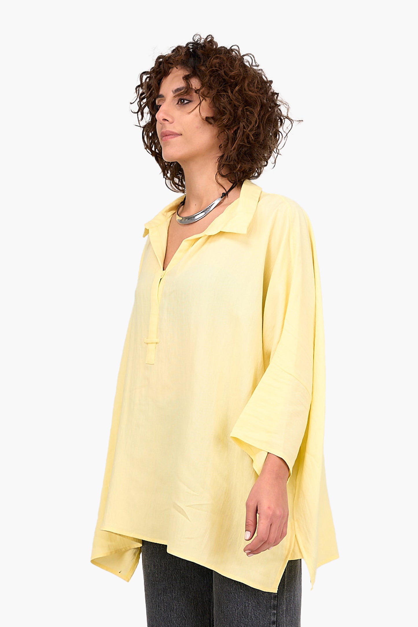 Half Placket Oversized Shirt