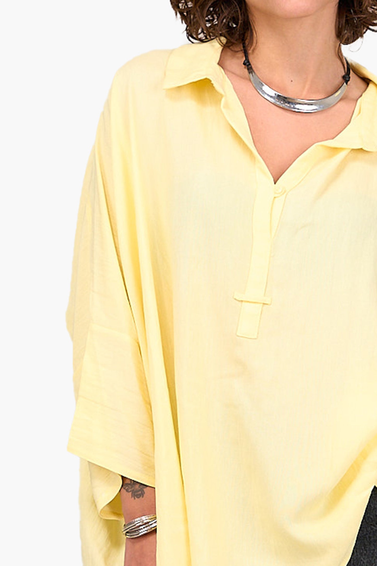 Half Placket Oversized Shirt