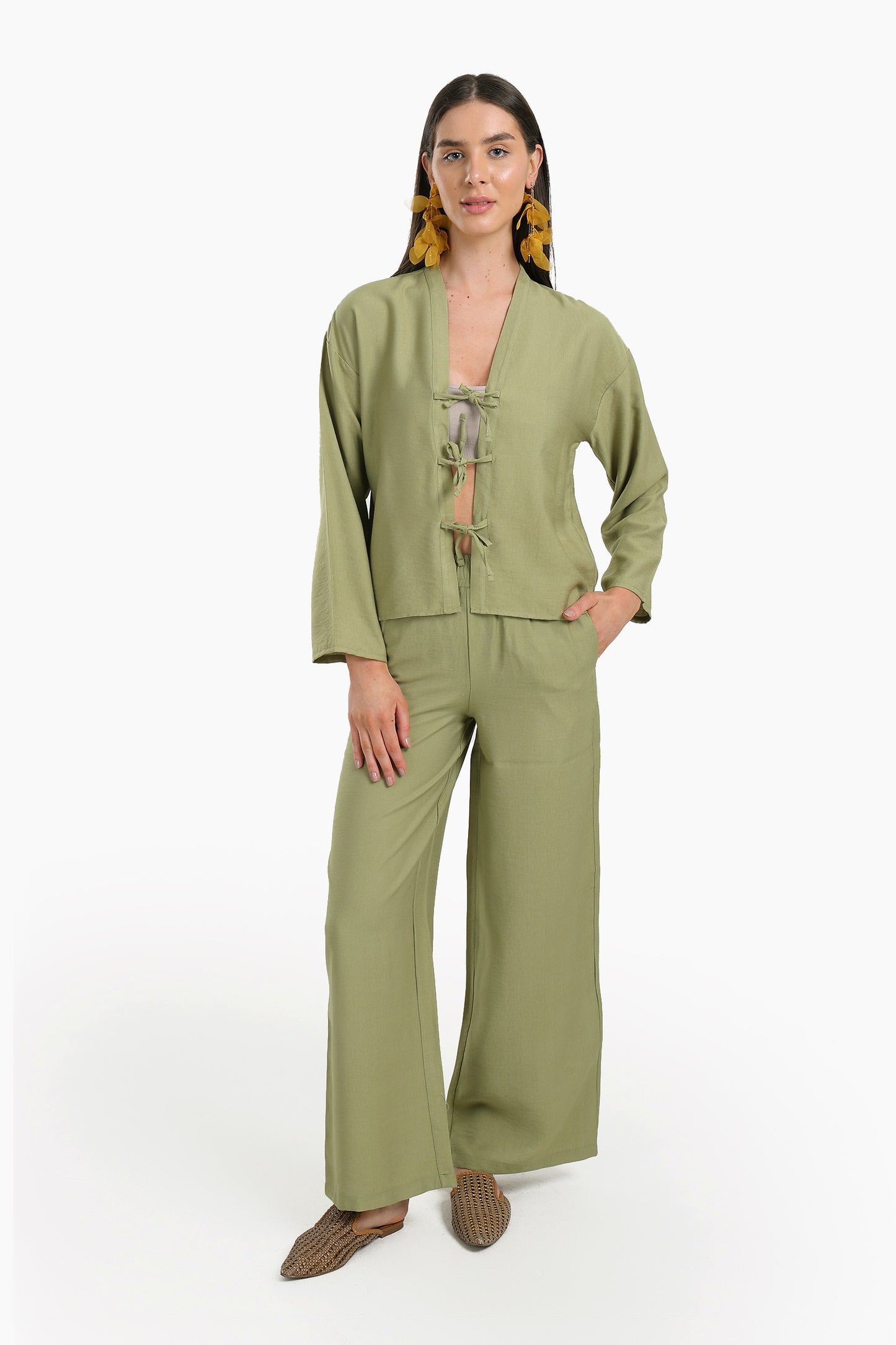 Tie Front V-Neck Blouse