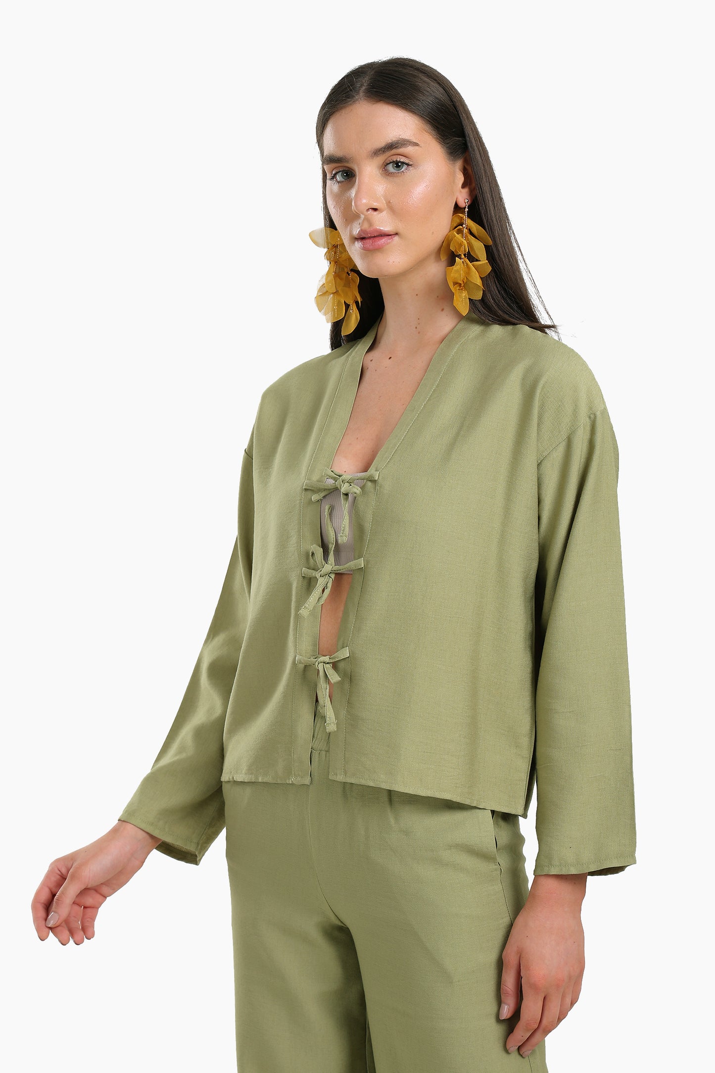 Tie Front V-Neck Blouse