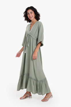 Deep V-Neck Maxi Dress
